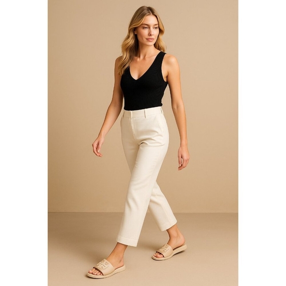 Tory Burch Women Leather Slide Sandals Double T Logo Beige Cream Flat Slip On 10 - Picture 12 of 13